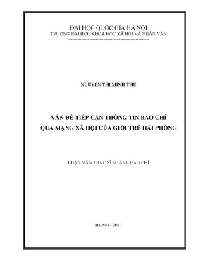 Luận văn thạc sĩ ussh vấn đề tiếp cận thông tin báo chí qua mạng xã hội của giới trẻ hải phòng
