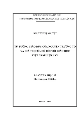 Luận văn thạc sĩ ussh tư tưởng giáo dục của nguyễn trường tộ và giá trị của nó đối với giáo dục việt nam hiện nay