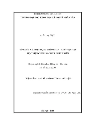 Luận văn thạc sĩ ussh tổ chức và hoạt động thông tin thư viện tại học viện chính sách và phát triển
