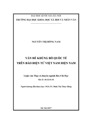 Luận văn thạc sĩ ussh vấn đề khủng bố quốc tế trên báo điện tử việt nam hiện nam