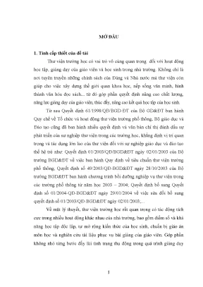 Luận văn thạc sĩ ussh tổ chức và hoạt động thông tin thư viện tại trường trung học cơ sở phương liệt quận thanh xuân hà nội luận văn ths khoa học thư viện