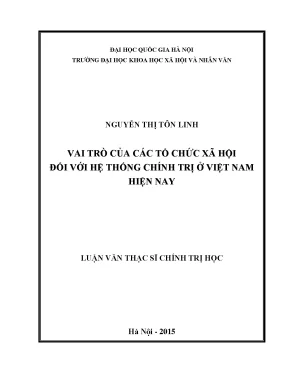 Luận văn thạc sĩ ussh vai trò của các tổ chức xã hội đối với hệ thống chính trị ở việt nam hiện nay
