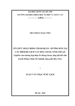Luận văn thạc sĩ ussh tổ chức hoạt động tham quan hướng dẫn tại các điểm du lịch văn hóa chăm ninh thuận