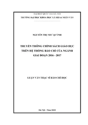 Luận văn thạc sĩ ussh truyền thông chính sách giáo dục trên hệ thống báo chí của ngành giai đoạn 2016 2017