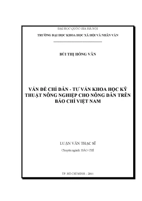 Luận văn thạc sĩ ussh vấn đề chỉ dẫn tư vấn khoa học kỹ thuật nông nghiệp cho nông dân trên báo chí việt nam trên cứ liệu báo nông nghiệp việt nam đài tiếng nói nhân dân tphcm vtv1