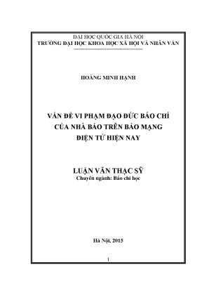 Luận văn thạc sĩ ussh vấn đề vi phạm đạo đức báo chí của nhà báo trên báo mạng điện tử hiện nay