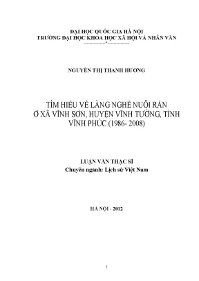 Luận văn thạc sĩ ussh tìm hiểu về làng nghề nuôi rắn ở xã vĩnh sơn huyện vĩnh tường tỉnh vĩnh phúc 1986 2008