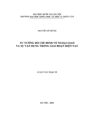 Luận văn thạc sĩ ussh tư tưởng hồ chí minh về ngoại giao và sự vận dụng trong giai đoạn hiện nay