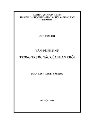 Luận văn thạc sĩ ussh vấn đề phụ nữ trong trước tác của phan khôi