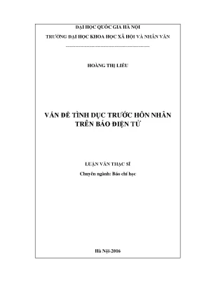 Luận văn thạc sĩ ussh vấn đề tình dục trước hôn nhân trên báo điện tử