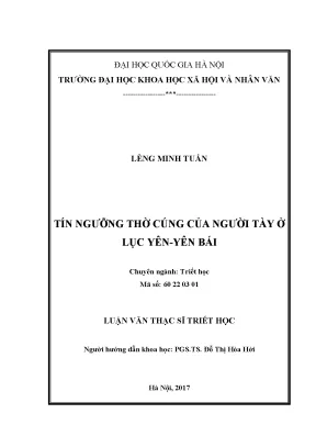 Luận văn thạc sĩ ussh tín ngưỡng thờ cúng của người tày ở lục yên yên bái