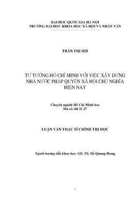 Luận văn thạc sĩ ussh tư tưởng hồ chí minh với việc xây dựng nhà nước pháp quyền xã hội chủ nghĩa hiện nay