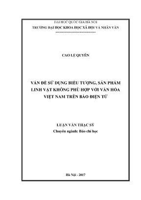Luận văn thạc sĩ ussh vấn đề sử dụng biểu tượng sản phẩm linh vật không phù hợp với văn hóa việt nam trên báo điện tử