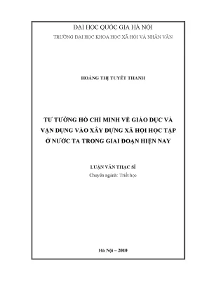 Luận văn thạc sĩ ussh tư tưởng hồ chí minh về giáo dục và vận dụng vào xây dựng xã hội học tập ở nước ta trong giai đoạn hiện nay