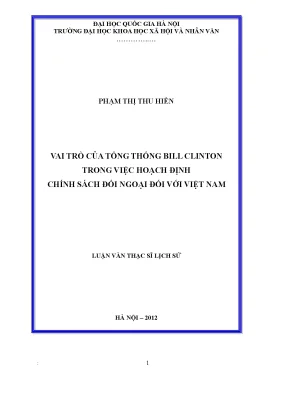 Luận văn thạc sĩ ussh vai trò của tổng thống bill clinton trong việc hoạch định chính sách đối ngoại với việt nam