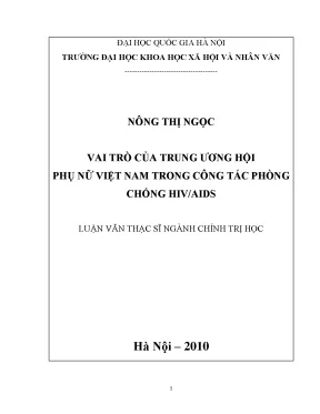 Luận văn thạc sĩ ussh vai trò của trung ương hội phụ nữ việt nam trong công tác phòng chống hiv aisd
