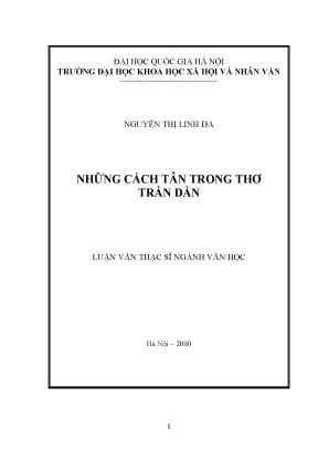 Luận văn thạc sĩ ussh những cách tân trong thơ trần dần