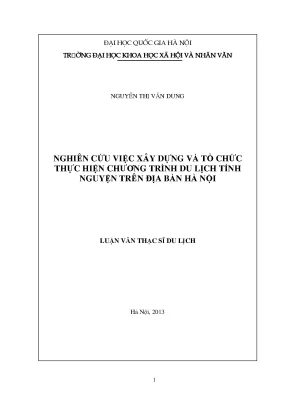 Luận văn thạc sĩ ussh nghiên cứu việc xây dựng và tổ chức thực hiện chương trình du lịch tình nguyện trên địa bàn hà nội