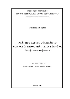 Luận văn thạc sĩ ussh phát huy vai trò của nhân tố con người trong phát triển bền vững ở việt nam hiện nay