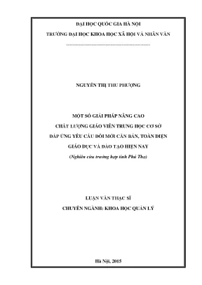 Luận văn thạc sĩ ussh một số giải pháp nâng cao chất lượng giáo viên trung học cơ sở đáp ứng yêu cầu đổi mới căn bản toàn diện giáo dục và đào tạo hiện nay