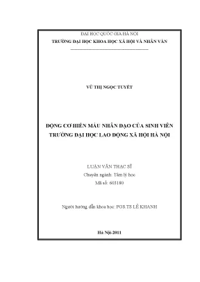 Luận văn thạc sĩ ussh động cơ hiến máu nhân đạo của sinh viên trường đại học lao động xã hội hà nội