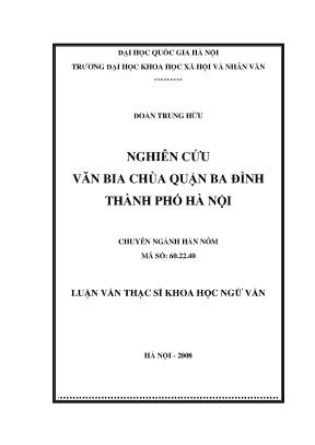 Luận văn thạc sĩ ussh nghiên cứu văn bia chùa quận ba đình thành phố hà nội luận vănths hán nôm 60 22 40