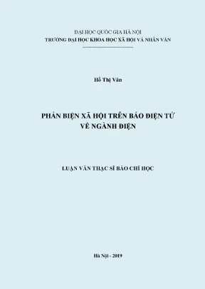Luận văn thạc sĩ ussh phản biện xã hội trên báo điện tử về ngành điện