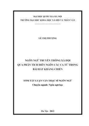 Luận văn thạc sĩ ussh ngôn ngữ truyền thông xã hội qua phân tích diễn ngôn các ca từ trong bài hát kháng chiến