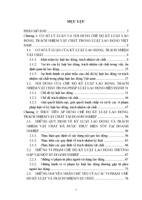 Luận văn thạc sĩ chế độ kỷ luật lao động và trách nhiệm vật chất theo pháp luật lao động việt nam cơ sở lý luận và thực tiễn áp dụng tại một số doanh nghiệp