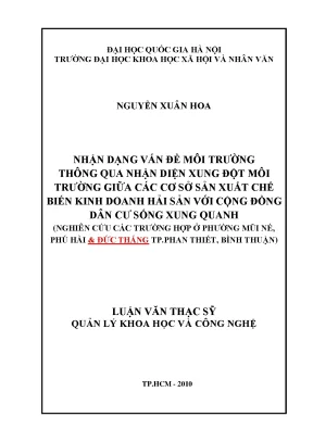 Luận văn thạc sĩ ussh nhận dạng vấn đề môi trường thông qua nhận diện xung đột môi trường giữa các cơ sở sản xuất chế biến kinh doanh hải sản với cộng đồng dân cư sống xung quanh