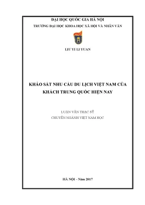 Luận văn thạc sĩ ussh khảo sát nhu cầu du lịch việt nam của khách trung quốc hiện nay