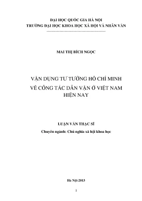 Luận văn thạc sĩ ussh vận dụng tư tưởng hồ chí minh về công tác dân vận ở việt nam hiện nay luận văn ths luật 60 22 85