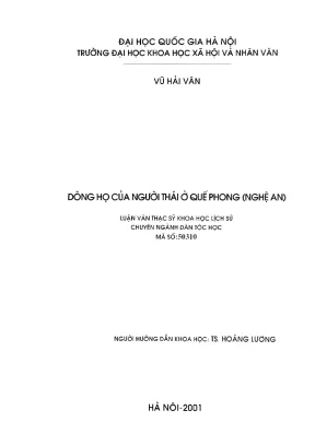 Luận văn thạc sĩ ussh dòng họ của người thái ở quế phong nghệ an