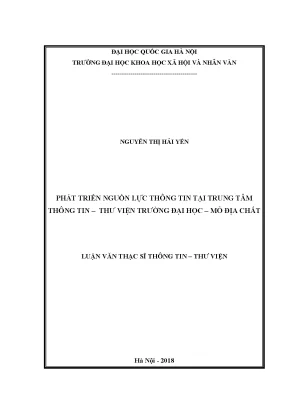 Luận văn thạc sĩ ussh phát triển nguồn lực thông tin tại trung tâm thông tin thư viện trường đại học mỏ địa chất