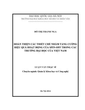 Luận văn thạc sĩ ussh hoàn thiện các thiết chế nhằm tăng cường hiệu quả hoạt động của spin off trong các trường đại học của việt nam