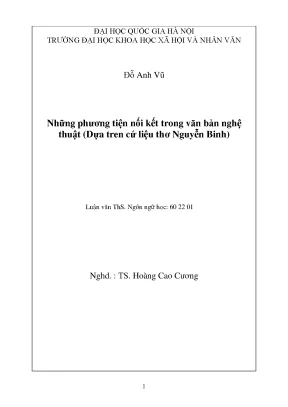 Luận văn thạc sĩ ussh những phương tiện nối kết trong văn bản nghệ thuật dựa trên cứ liệu thơ nguyễn bính