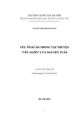 Luận văn thạc sĩ ussh yếu tố kỳ ảo trong tập truyện yêu ngôncủa nguyễn tuân