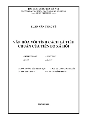 Luận văn thạc sĩ ussh văn hoá với tính cách là tiêu chuẩn của tiến bộ xã hội
