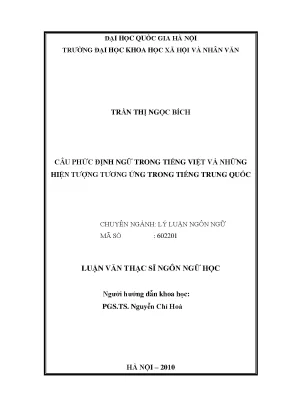 Luận văn thạc sĩ ussh câu phức định ngữ trong tiếng việt và những hiện tượng tương ứng trong tiếng trung quốc