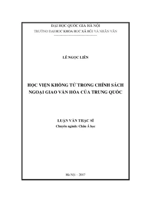Luận văn thạc sĩ ussh học viện khổng tử trong chính sách ngoại giao văn hóa của trung quốc