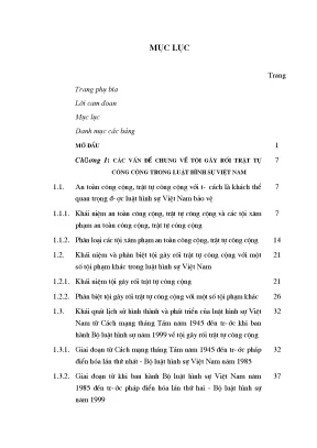 Luận văn thạc sĩ tội gây rối trật tự công cộng trong luật hình sự việt nam
