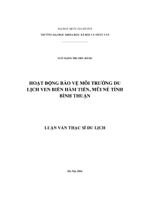 Luận văn thạc sĩ ussh hoạt động bảo vệ môi trường du lịch ven biển hàm tiến mũi né bình thuận