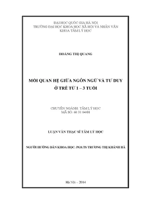 Luận văn thạc sĩ ussh mối quan hệ giữa ngôn ngữ và tư duy ở trẻ từ 1 3 tuổi