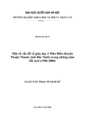Luận văn thạc sĩ ussh một số vấn đề về giáo dục ở mão điền huyện thuận thành tỉnh bắc ninh trong những năm đổi mới 1986 2006