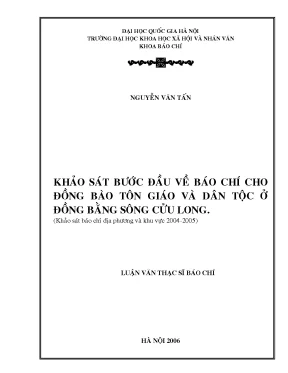 Luận văn thạc sĩ ussh khảo sát bước đầu về báo chí cho đồng bào tôn giáo và dân tộc ở đồng bằng sông cửu long