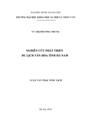 Luận văn thạc sĩ ussh nghiên cứu phát triển du lịch văn hóa tỉnh hà nam