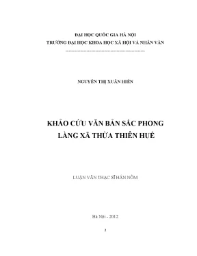 Luận văn thạc sĩ ussh khảo cứu văn bản sắc phong làng xã thừa thiên huế