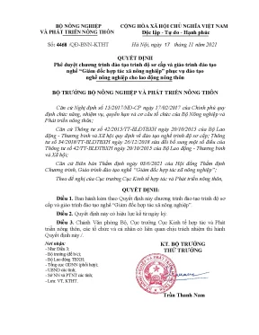 Quyết định phê duyệt chương trình đào tạo trình độ sơ cấp và giáo trình đào tạo nghề giám đốc hợp tác xã nông nghiệp phục vụ đào tạo nghề nông nghiệp cho lao động nông thôn
