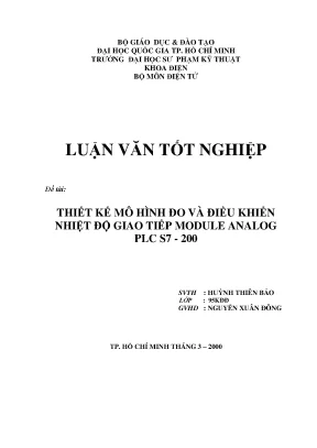 Luận văn tốt nghiệp đề tài thiết kế mơ hình đo và điều khiển nhiệt độ giao tiếp module analog