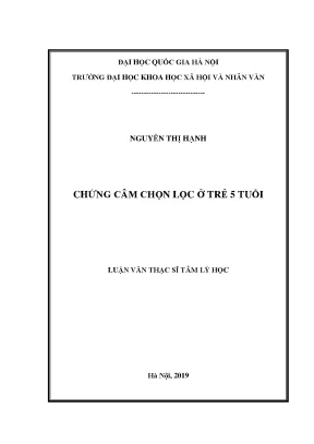 Luận văn thạc sĩ ussh chứng câm chọn lọc ở trẻ 5 tuổi selective mutism in five year old children